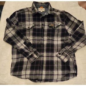 Field & Stream Mens L Blue Plaid Lightweight Flannel Button Up Shirt Western